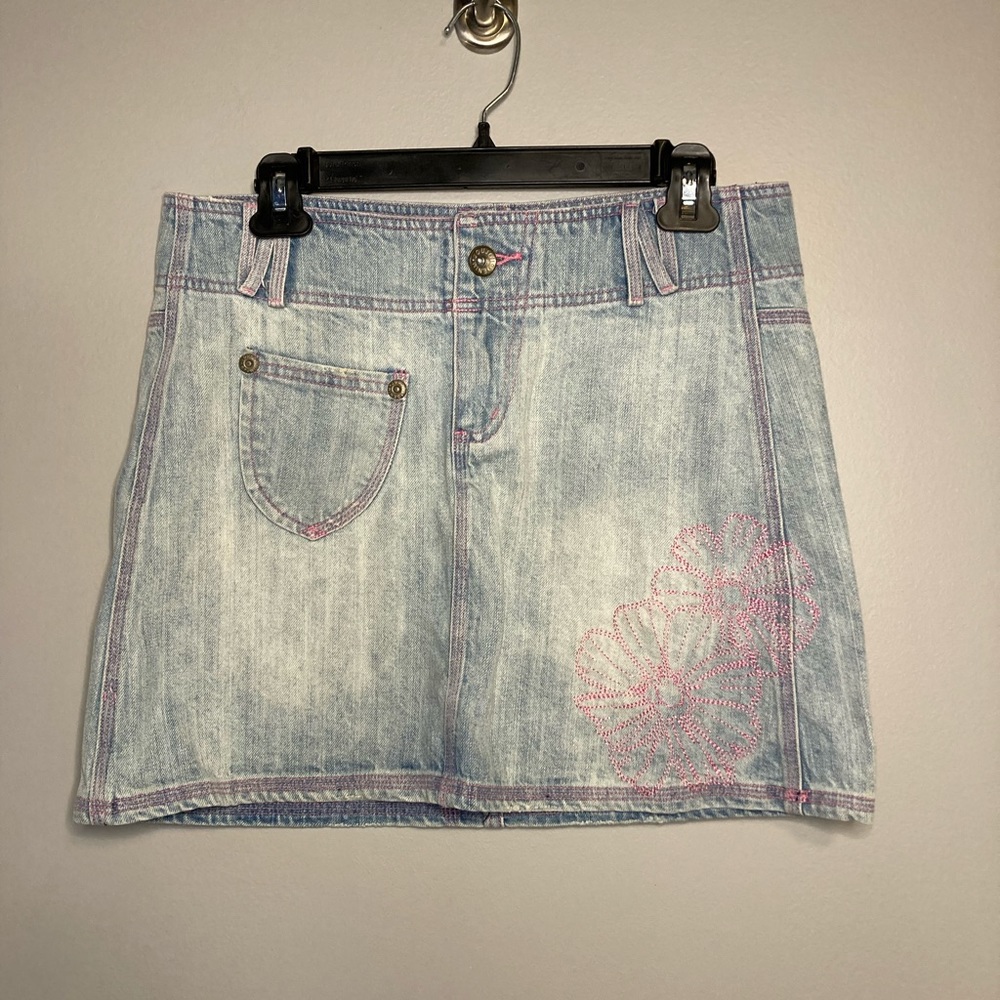 Jou Jou Denim Mini skirt 9/10 Embroidery Floral Y2K sexy Cotton.